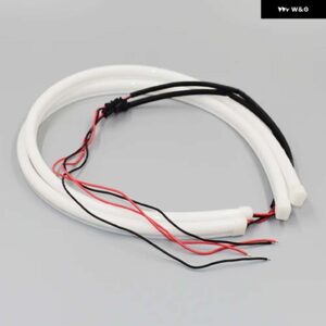 RONAN 60 CM超高輝度シーケンシャル白黄色 LED 柔軟な日中ランニング DRL ストリップチューブ シリコーンゴムスイッチバック ヘッドライト - WHITE