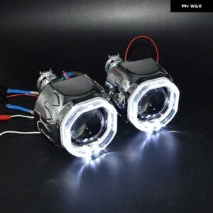 RONAN 2.5 BIXENON 8.1 プロジェクターレンズ HID 使用 H1 電球 H1 H4 H7 ソケット LED 光学エンジェルアイ統合シュラウドレトロフィット - Only White