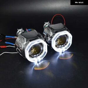 RONAN 2.5 BIXENON 8.1 プロジェクターレンズ HID 使用 H1 電球 H1 H4 H7 ソケット LED 光学エンジェルアイ統合シュラウドレトロフィット - White-Yellow(Demon)
