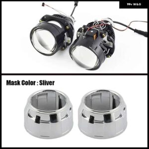 RONAN 2.5インチ 42W 6000K HD BI-LED プロジェクターレンズ デュアル LED チップ H1 H4 H7 9005/9006 ソケットカーロスレスアップグレードレトロフィット - With Silver Gatling