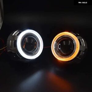 RONAN 3.0インチ ビキセノン プロジェクターレンズ 95MM SMD DRL ホワイトイエローウィンカーエンジェルアイ ヘッドライト アップグレードレトロフィット - White Yellow