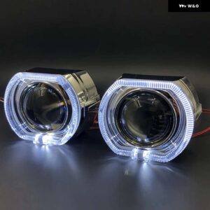 RONAN 2.5インチ プロジェクター バイキセノン MINI H1 レンズ 8.1 X5 スクエア LED エンジェルアイ DRL ホワイトスイッチバックイエロー RETROH4 H7