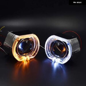 RONAN 2.5インチ プロジェクター バイキセノン MINI H1 レンズ 8.1 X5 スクエア LED エンジェルアイ DRL ホワイトスイッチバックイエロー RETROH4 H7