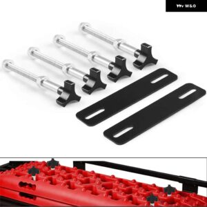 取り付けピンキット トラクションボード 4.72インチ～6.69インチ 12～17CM 穴間隔の取り付けピン付きリカバリトラック TT102403 - black