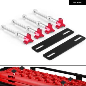 取り付けピンキット トラクションボード 4.72インチ～6.69インチ 12～17CM 穴間隔の取り付けピン付きリカバリトラック TT102403 - Red
