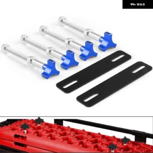 取り付けピンキット トラクションボード 4.72インチ～6.69インチ 12～17CM 穴間隔の取り付けピン付きリカバリトラック TT102403 - Blue