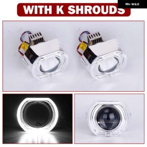 3インチ BI LED プロジェクターレンズ ヘッドライト HELLA 3R G5 6000K オートランプ 120 ワットエンジェルアイズカーライト RETROKIT 双曲面レンズ - With K Shrouds