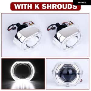 3.0インチ BI LED プロジェクターレンズ ハローライト H4 H7 9005 9006 ヘッドライト HELLA 3R エンジェルアイズ高ロービーム LED オートランプキット - With K Shrouds