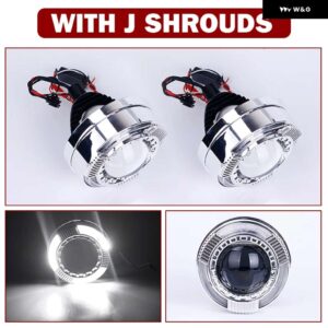 3.0インチ BI LED プロジェクターレンズ ハローライト H4 H7 9005 9006 ヘッドライト HELLA 3R エンジェルアイズ高ロービーム LED オートランプキット - With J Shrouds