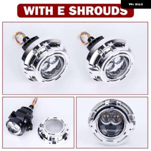 3インチ 100 ワット 6000 K バイ LED プロジェクターレンズ デュアル双曲面レンズ HELLA 3R H4 H7 9005/9006 車アップグレード RETROKITS ターボファン - With E Shrouds