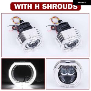 3インチ 100 ワット 6000 K バイ LED プロジェクターレンズ デュアル双曲面レンズ HELLA 3R H4 H7 9005/9006 車アップグレード RETROKITS ターボファン - With H Shrouds