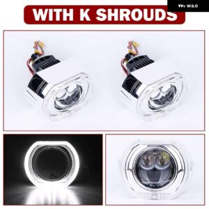 3インチ 100 ワット 6000 K バイ LED プロジェクターレンズ デュアル双曲面レンズ HELLA 3R H4 H7 9005/9006 車アップグレード RETROKITS ターボファン - With K Shrouds