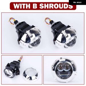 3インチ 100 ワット 6000 K バイ LED プロジェクターレンズ デュアル双曲面レンズ HELLA 3R H4 H7 9005/9006 車アップグレード RETROKITS ターボファン - With B Shrouds