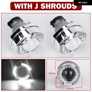 シングルキセノン レンズ ヘッドライト HELLA 3R G5 プロジェクター 3インチ D1 D2 D3 D4 HID ロービームライト RETRODIY - With J Shrouds