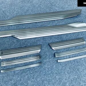 ダイハツ アトレー ハイゼット カーゴ 2021 2022 ステンレス 製 内側内側 外側 ドアシルパネル スカッフプレート キックステップ トリム カバー - black