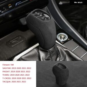 VW SAGITAR PASSAT THARU T-CROSS TACQUA 2020 2021 2022 ギアレバースティックシフトスエード シースカバー シェル インテリア - black