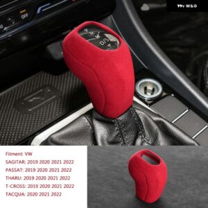 VW SAGITAR PASSAT THARU T-CROSS TACQUA 2020 2021 2022 ギアレバースティックシフトスエード シースカバー シェル インテリア - red