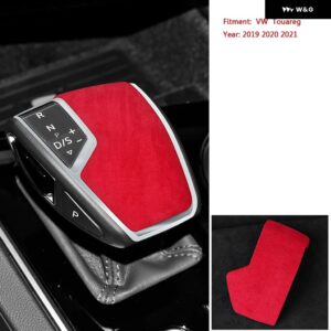 VW トゥアレグ 2019-22 ギアレバースティック シフトノブ カバー シェル ALCAN タラスエード 車トリム - red