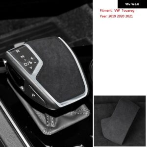 VW トゥアレグ 2019-22 ギアレバースティック シフトノブ カバー シェル ALCAN タラスエード 車トリム - black