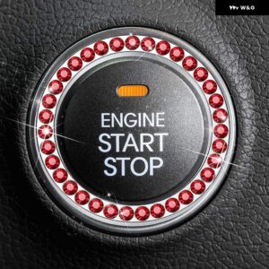 クリスタルダイヤモンド ステッカー ワンクリック INGATION エンジン スタートストップリング室内 装飾 カー - red