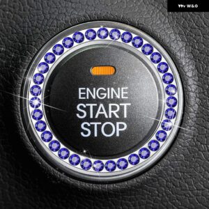 クリスタルダイヤモンド ステッカー ワンクリック INGATION エンジン スタートストップリング室内 装飾 カー - blue