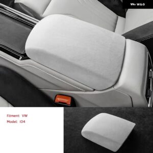 VW ID4 CROZZ 中央カップと アームレスト ボックス 蓋アタッチメント カバー ペースト シース シェル ブラック ホワイト - White Armrest