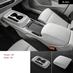 VW ID4 CROZZ 中央カップと アームレスト ボックス 蓋アタッチメント カバー ペースト シース シェル ブラック ホワイト - White Kit