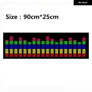 グリーン LED 音楽リズムフラッシュライトサウンド起動センサー イコライザー リア フロントガラス ステッカー スタイリングネオンランプキット - 90cm x 25cm8