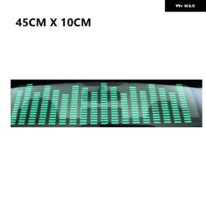 グリーン LED 音楽リズムフラッシュライトサウンド起動センサー イコライザー リア フロントガラス ステッカー スタイリングネオンランプキット - 45cm x 10cm