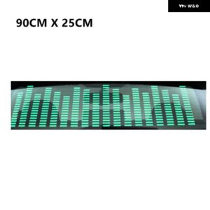 グリーン LED 音楽リズムフラッシュライトサウンド起動センサー イコライザー リア フロントガラス ステッカー スタイリングネオンランプキット - 90cm x 25cm