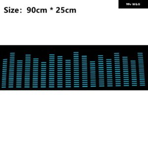 グリーン LED 音楽リズムフラッシュライトサウンド起動センサー イコライザー リア フロントガラス ステッカー スタイリングネオンランプキット - 90cm x 25cm2