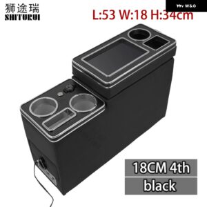 VW カラベル / マルチバン T4 T5 T6 2003-2023 アップド センター コンソール アームレスト ボックス 電話 ワイヤレス 充電付き - 4TH black