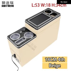 VW カラベル / マルチバン T4 T5 T6 2003-2023 アップド センター コンソール アームレスト ボックス 電話 ワイヤレス 充電付き - 4TH Beige