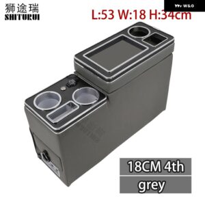 VW カラベル / マルチバン T4 T5 T6 2003-2023 アップド センター コンソール アームレスト ボックス 電話 ワイヤレス 充電付き - 4TH gray