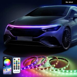 LED カラフルな ボンネット ストリップ ライトアプリリモコン多機能 装飾 アンビエントウェルカムライト SUV トラック 12V - 120cm