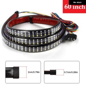 12V 49インチ /60インチ ブレーキウィンカーハザード信号柔軟な LED ストリップ リアテールランニングリバースダブルフラッシュライトレッド - 60in Triple
