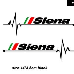 2個 バックミラー ステッカー フィアット QUBO STILO SEDICI シエナ牧場アルゴ - Siena black