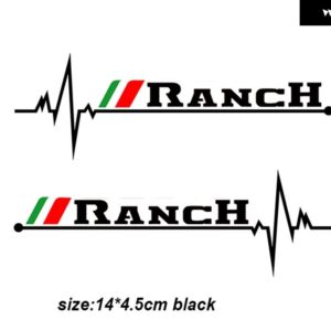 2個 バックミラー ステッカー フィアット QUBO STILO SEDICI シエナ牧場アルゴ - Ranch Black