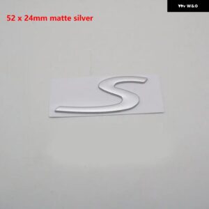 カイエン ステッカー S 文字ロゴ リア トランク テール ネームプレート バッジ エンブレム - 52x24 matte silver