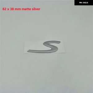カイエン ステッカー S 文字ロゴ リア トランク テール ネームプレート バッジ エンブレム - 82 x 38 matte Silver