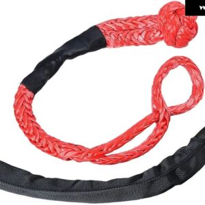 55000ポンド ウインチロープ 合成ソフトシャックルリカバリリングセット スリーブ付きなシャックル トラック車両リカバリ - red4