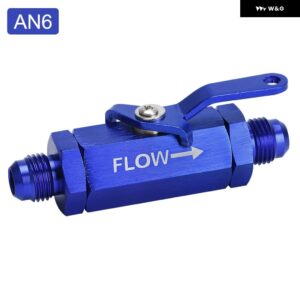 AN6 AN8 AN10 アルミ インライン燃料フィルター シャットオフバルブ カットオフバルブ フィッティング ケーブル レバー付き 1個 - AN6 BLUE