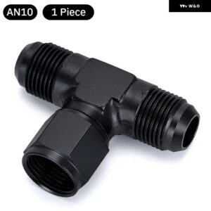 アルミフレアティー継手 AN6 AN8 AN10 雌雄ティーオン側ねじ継手アダプタ黒 1PC - AN10