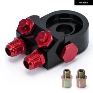 アルミ AN10 オイルクーラーアダプターオイルフィルター サンドイッチアダプター ターボ サーモスタットとフィッティング 3/4-16 UNF M20 * 1.5 - black