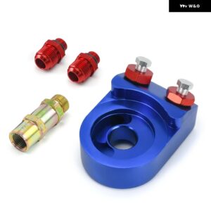 アルミオイルフィルター サンドイッチアダプターオイルクーラーアダプターサンドイッチ ターボ T3 T4 エンジン プレート 10AN JR6723 - Blue