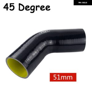 ブラック/ブルー 2.0インチ 51MM / 2.5インチ 63MM / 3インチ 76MM 45/90度エルボ シリコン ホース パイプ ターボ インテーク - 51MM BLACK 45 degree