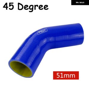 ブラック/ブルー 2.0インチ 51MM / 2.5インチ 63MM / 3インチ 76MM 45/90度エルボ シリコン ホース パイプ ターボ インテーク - 51MM BLUE 45 degree