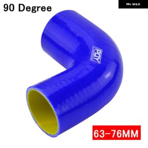 ブラック/ブルー 2.0インチ 51MM / 2.5インチ 63MM / 3インチ 76MM 45/90度エルボ シリコン ホース パイプ ターボ インテーク - 63-76MM 90 degree BL