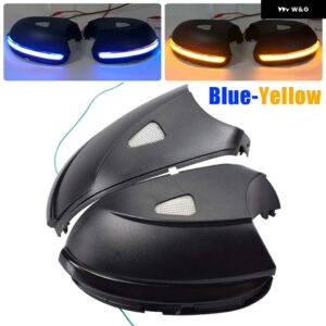スクロール LED ダイナミック ターン シグナル ライト サイドミラー フラッシュライト リピーター ウインカー VW パサート CC B7 ビートル シロッコ ジェッ - Blue-Yellow