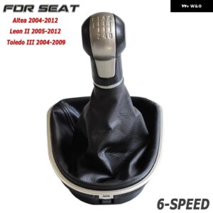 5速 6速MT 車用 ギアシフト ノブ レザー ブーツ付き SEAT LEON II 2005-2012 ALTEA XL 04-12 SEAT TOLEDO III 04-09 - 6 speed